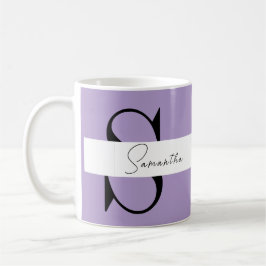 Elegante Lila Monogramm-Tasse | Personalisiert Kaffeetasse