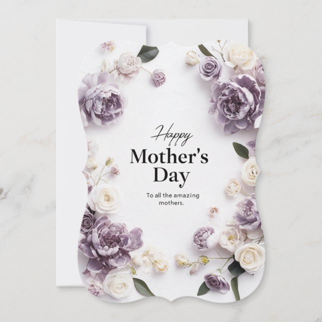 Elegante Lila Muttertagkarte (Vorderseite)