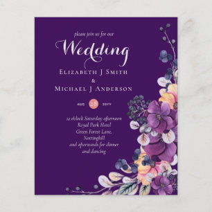 Elegante Lila Orange Hochzeit Flyer