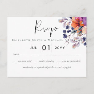 Elegante Lila Orange Hochzeit Postkarte