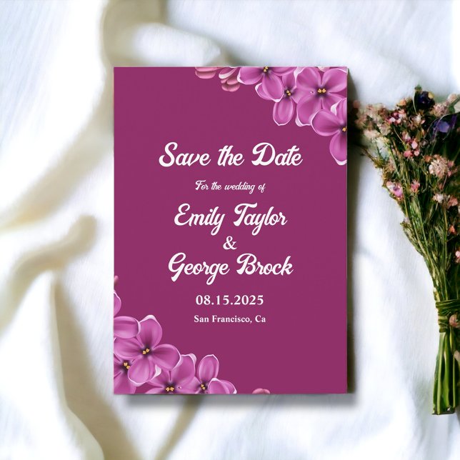 Elegante Lila Orchid Blume Boho Floral Wedding Save The Date (Von Creator hochgeladen)
