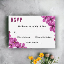 Elegante Lila Orchid-Blume Sommerblumenhochzeit RSVP Karte