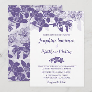 Elegante Lila Orchid Hochzeit Einladung