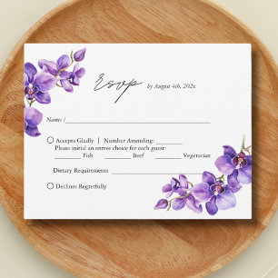 Elegante Lila Orchid-Hochzeit RSVP Karte