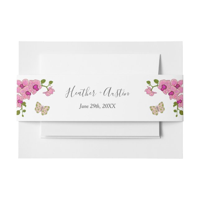 Elegante Lila Orchideen Bohemisch Hochzeit Einladungsbanderole (Vorderseite Beispiel)