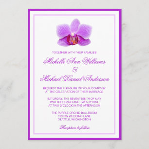 Elegante lila Orchideen-Hochzeits-Einladungen Einladung