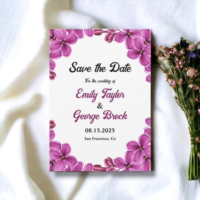 Elegante Lila Orchideen-Rose Sommerblumenhochzeit Save The Date (Von Creator hochgeladen)