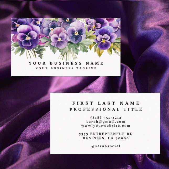 Elegante Lila Pansy Blume Business Cards Visitenkarte (Von Creator hochgeladen)