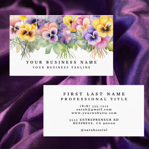 Elegante Lila Pansy Blume Business Cards Visitenkarte