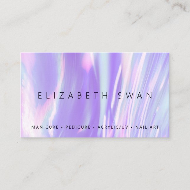 Elegante Lila Pastel Business Card Visitenkarte (Vorderseite)