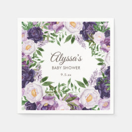 Elegante Lila Peonies Floral Girl Baby Dusche Serviette
