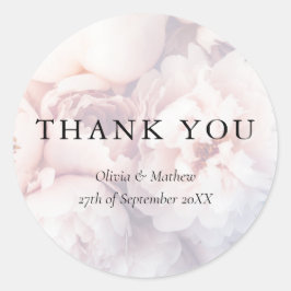 Elegante Lila Peonies und Rose Hochzeit Vielen Dan Runder Aufkleber