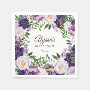 Elegante lila Pfingstrosen-Blumen-Girl-Baby-Party  Serviette