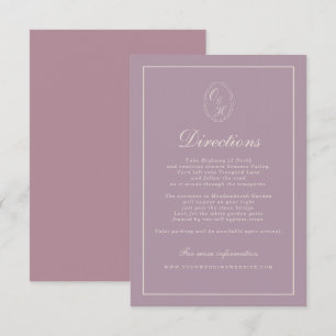 Elegante lila Pflaumen-Hochzeitswegweiser-Karte Begleitkarte