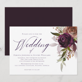 Elegante Lila Pflaumenschick-Hochzeit Einladung