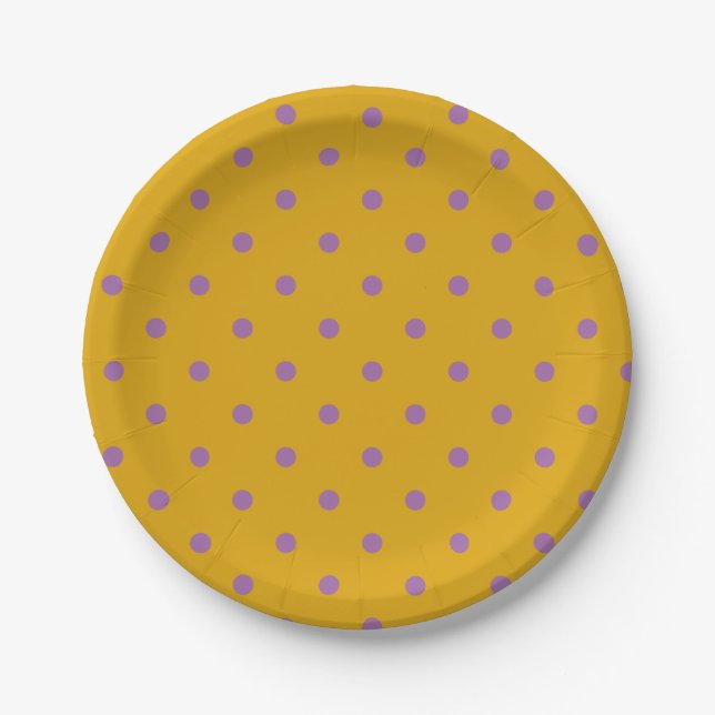 elegante lila Polka-Punkte Pappteller (Vorderseite)