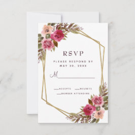 Elegante Lila Rosa-Chic-Goldrahmen-Hochzeit RSVP Karte