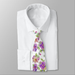 Elegante lila rosa Wasserfarben-Blumen Krawatte