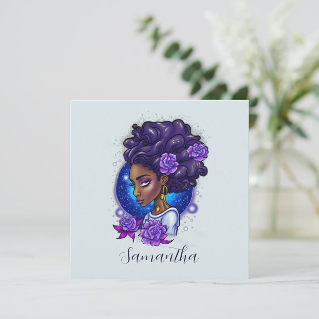 Elegante Lila Rose Afro Woman (Stehend Vorderseite)