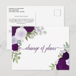 Elegante Lila Rose - Änderung von Hochzeitsplänen Ankündigungspostkarte
