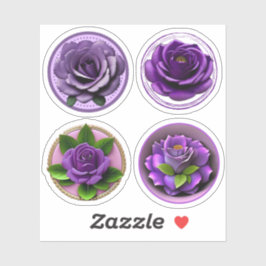 Elegante Lila Rose Blumensortiment 4-Pack Aufkleber
