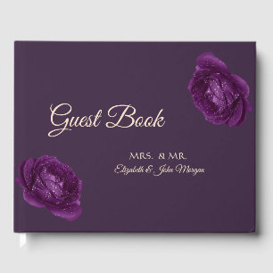Elegante Lila Rose Hochzeit Gästebuch