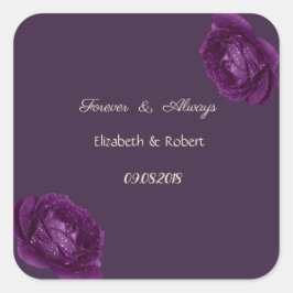 Elegante Lila Rose Hochzeit Quadratischer Aufkleber