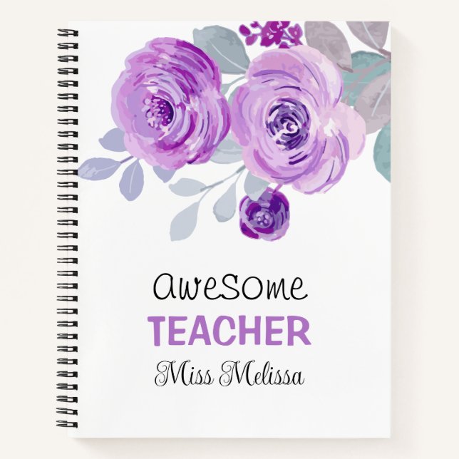 Elegante Lila Rose Phantastisch Teacher-Geschenk Notizbuch (Vorderseite)