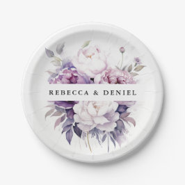 Elegante Lila Rose Wasserfarben Hochzeit der Blume Pappteller