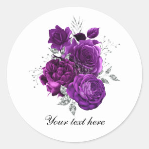 Elegante lila Rosen Hochzeit anpassbar Runder Aufkleber
