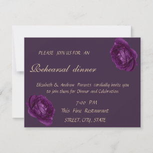 Elegante lila Rosen Hochzeitsprobe-Dinner Einladung