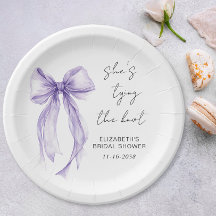 Elegante lila Schleife Wasserfarbe Brautparty