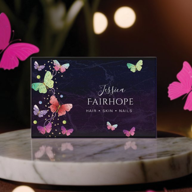 Elegante Lila Schmetterlinge Visitenkarte (Von Creator hochgeladen)
