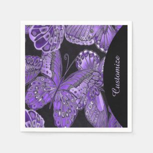 Elegante lila Schmetterlings-Muster-Servietten Serviette