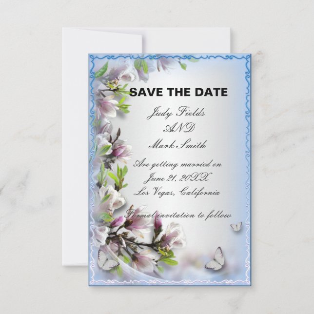 Elegante Lila Schmetterlingskarte Save the Date Einladung (Vorderseite)