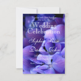 Elegante, lila Schwarz-Blumen-Hochzeit Einladung