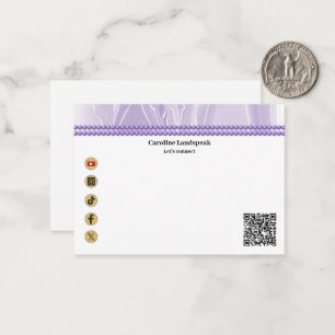 Elegante Lila Seide, Social Media & QR Code Mitteilungskarte