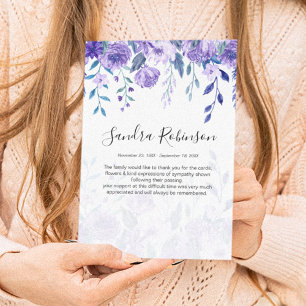 Elegante Lila Shades Memorial Dankeschön Card Dankeskarte