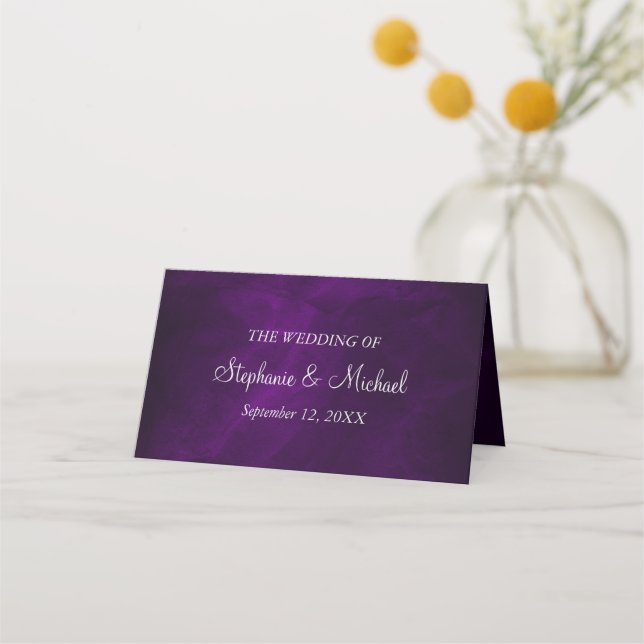 Elegante Lila Silberhochzeit Platzkarte (Rückseite)