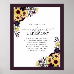 Elegante Lila Sonnenblume Wasserfarbe Unplugged Poster