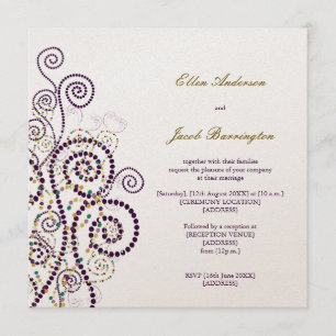 Elegante Lila Spirals mit Boho Hochzeit Einladung