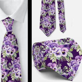 Elegante Lila Stiefmütterchen Pansy Floral Neck Ti Krawatte