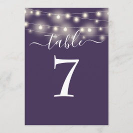 Elegante Lila String Lights-Tischnummer Einladung