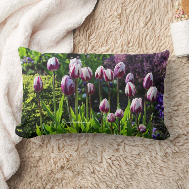 Elegante Lila Tulpen Lendenkissen (Decke)