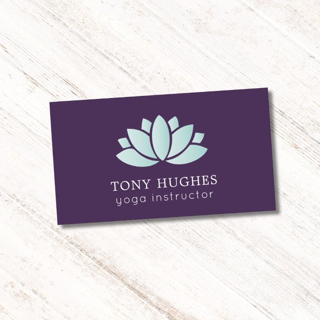 Elegante Lila Türkis Lotus Icon Yoga Visitenkarte (Von Creator hochgeladen)