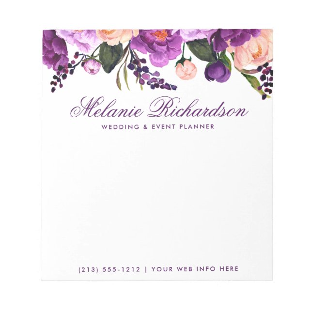 Elegante Lila Ultra-Violet Wasserfarben Notizblock (Vorderseite)