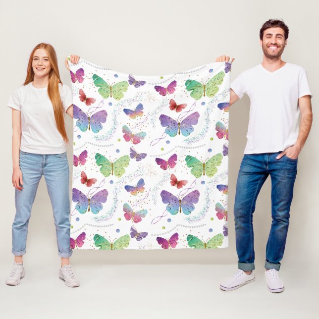 Elegante Lila und blaue Schmetterlinge Fleecedecke (Beispiel)