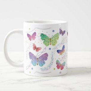 Elegante Lila und blaue Schmetterlinge Jumbo-Tasse