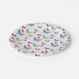 Elegante Lila und blaue Schmetterlinge Pappteller