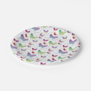 Elegante Lila und blaue Schmetterlinge Pappteller